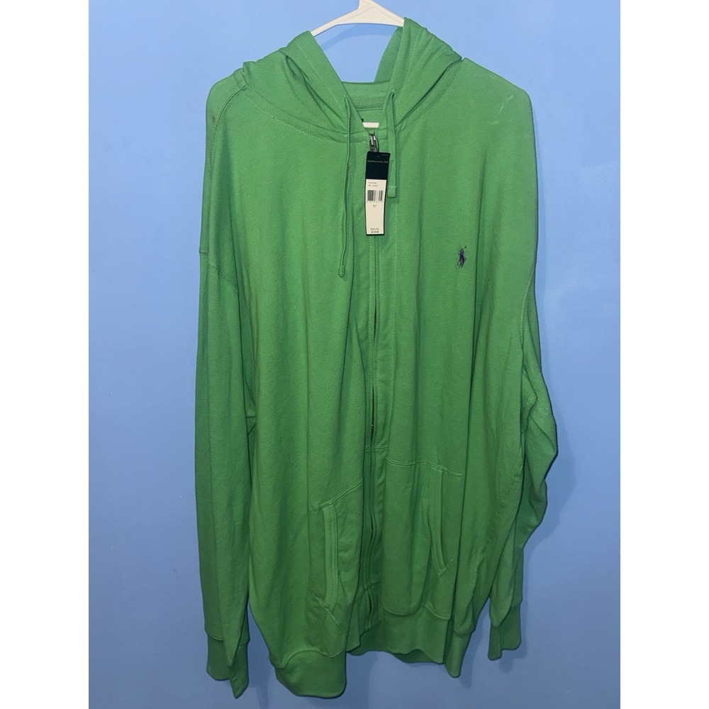 Polo Ralph Lauren Mens Hoodie Green Full Zip Pony Logo Big Tall 3XLT New